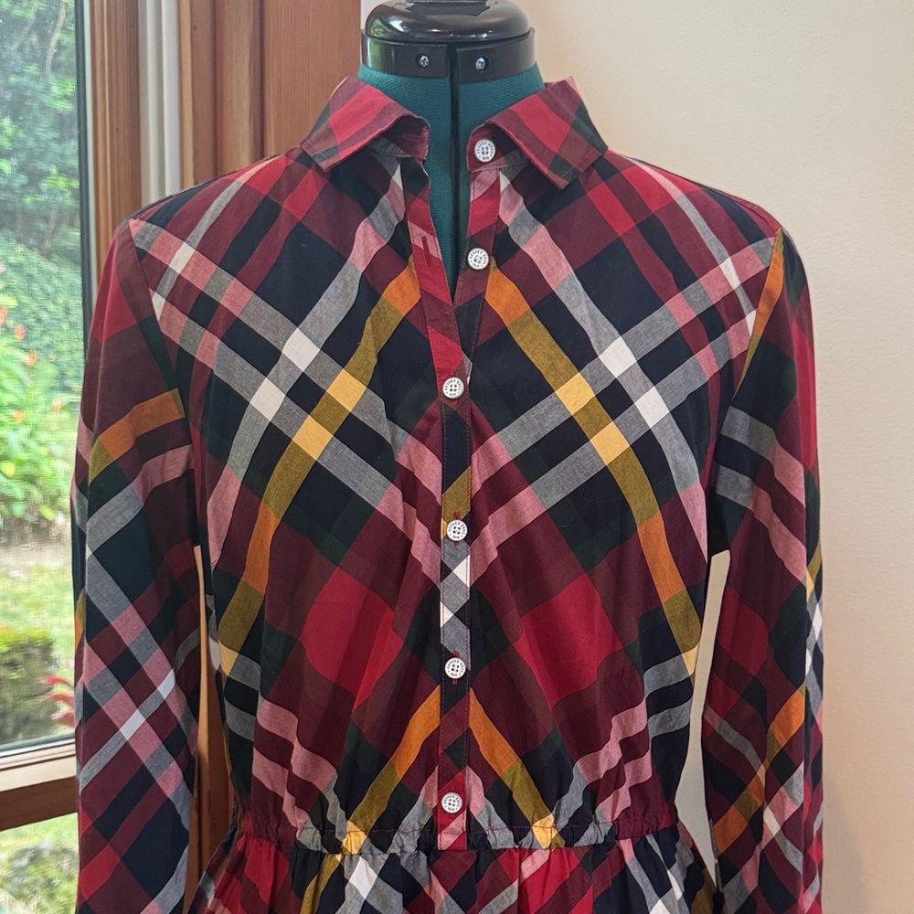 Brooks Brothers Plaid Long Sleeve Dress - Red, Yellow, White, Black - Picture 3 of 6